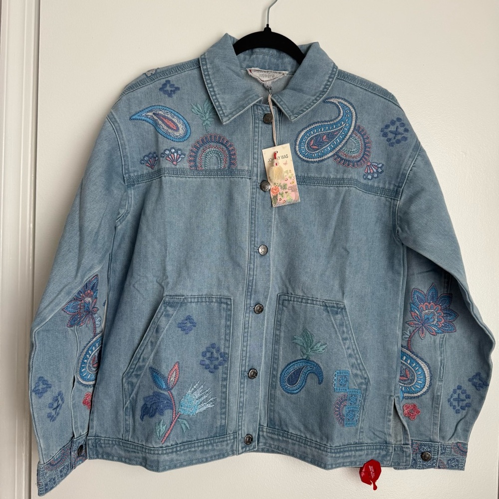 NEW JOHNNY WAS trapunto denim chore jacket neilly in denim blue small
